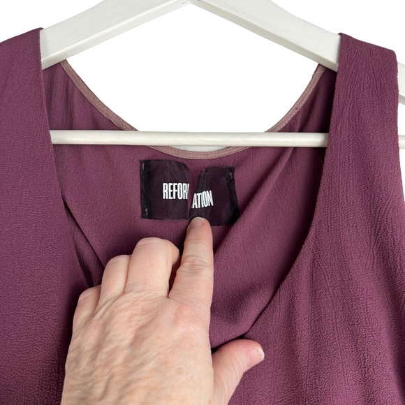 Reformation Kai Plum Purple Tie Front Cutout Wrap Maxi Dress Womens Size 4 - Picture 13 of 13